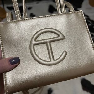 Telfar Small Gold Shopping Bag
